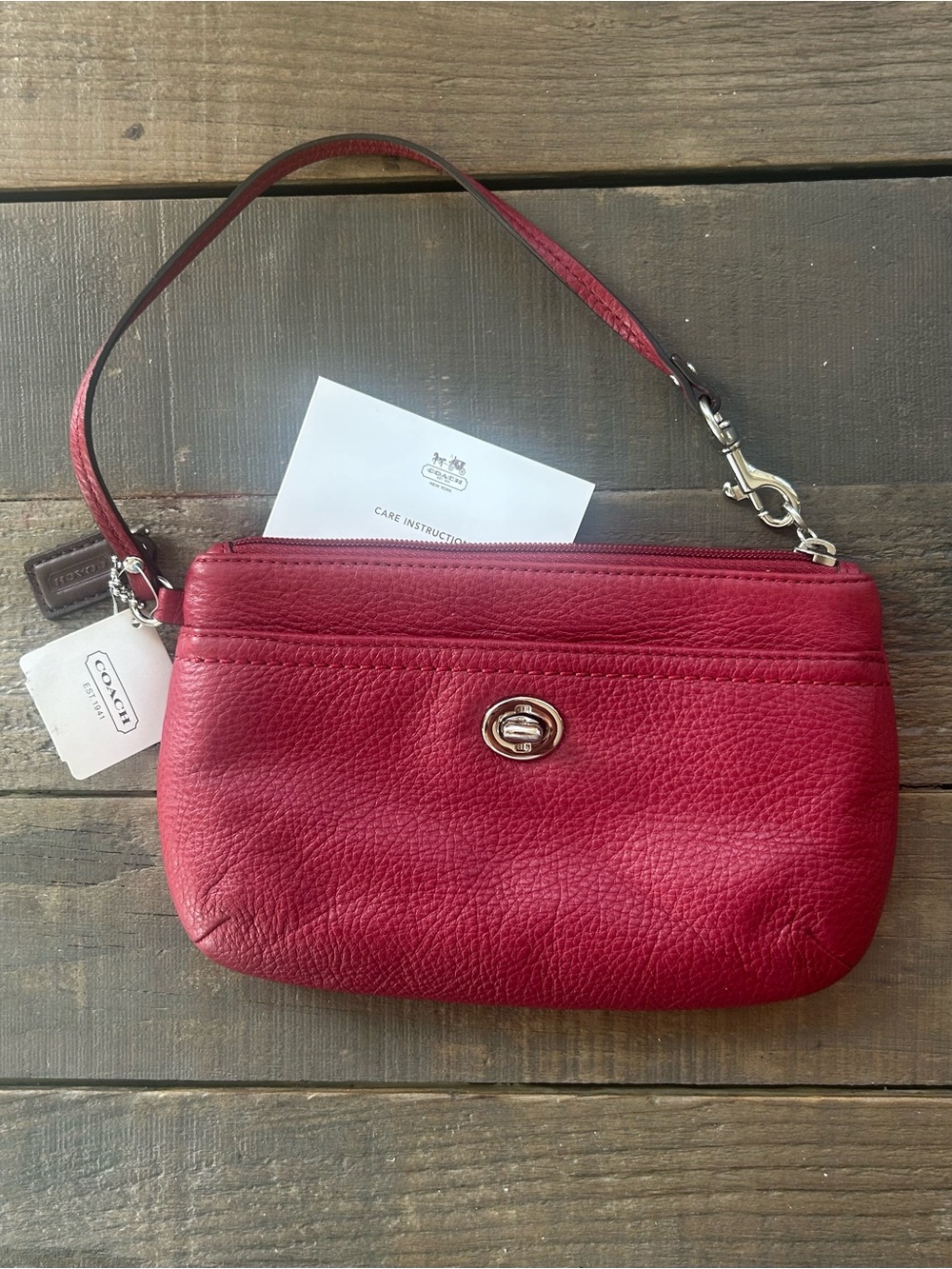 Coach Park Red Leather Medium Wristlet NWT F49472